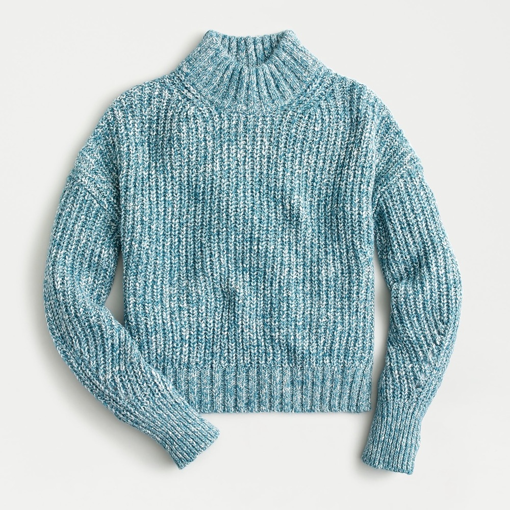 J. Crew Marled Donegal Mockneck Blue Sweater